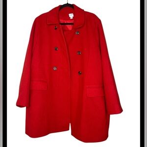 J. Crew Vibrant Red Double-Breasted Pea Coat